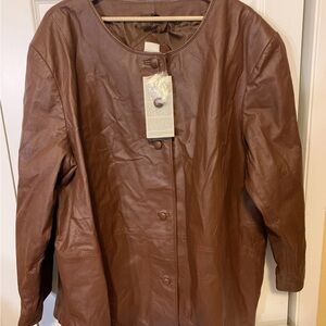 Roaman's Chocolate Leather Jacket‎